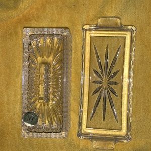 2 pc Princess House Lead Crystal Butter Dish